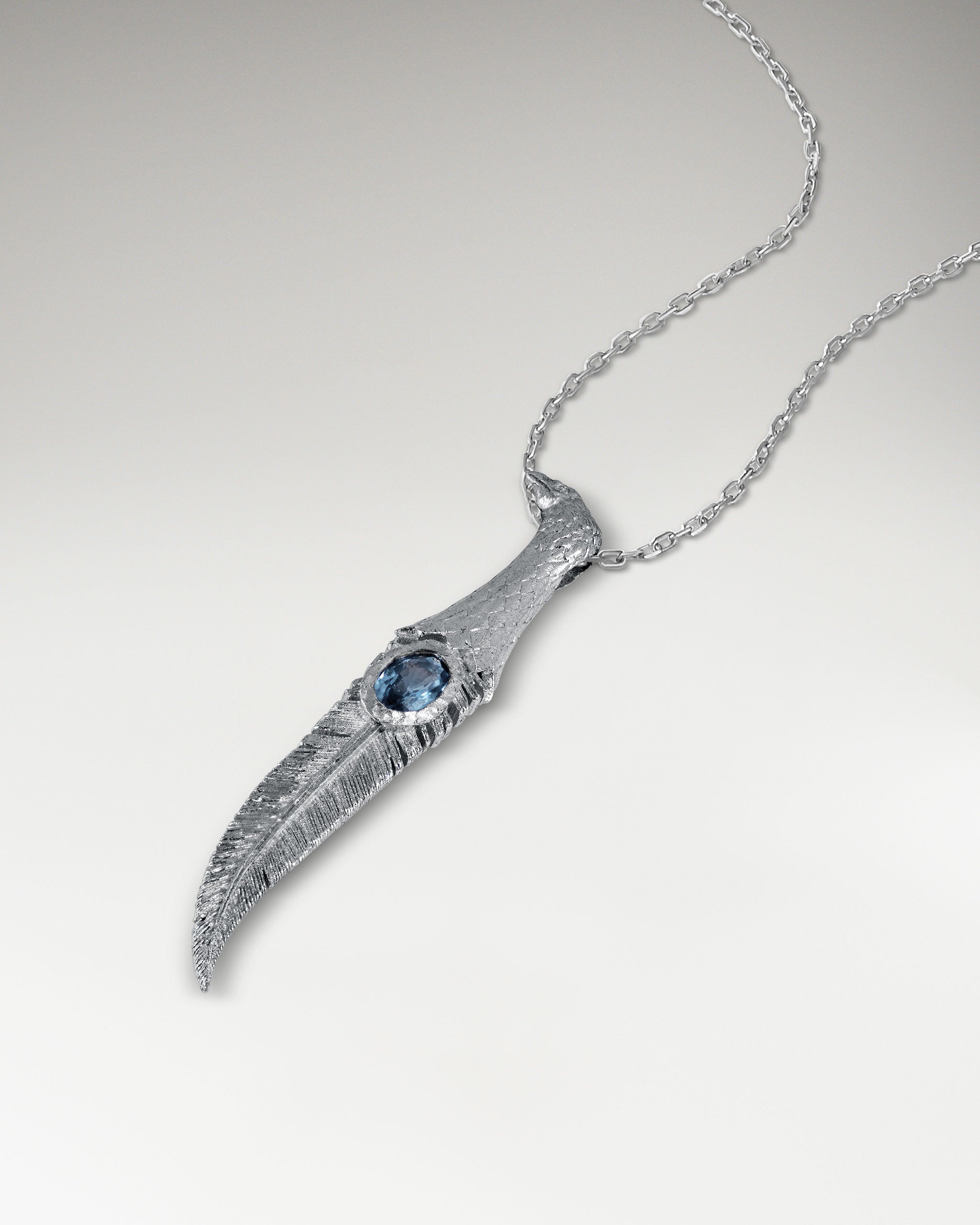 Featherfang Pendant Necklace In Sterling Silver With Topaz