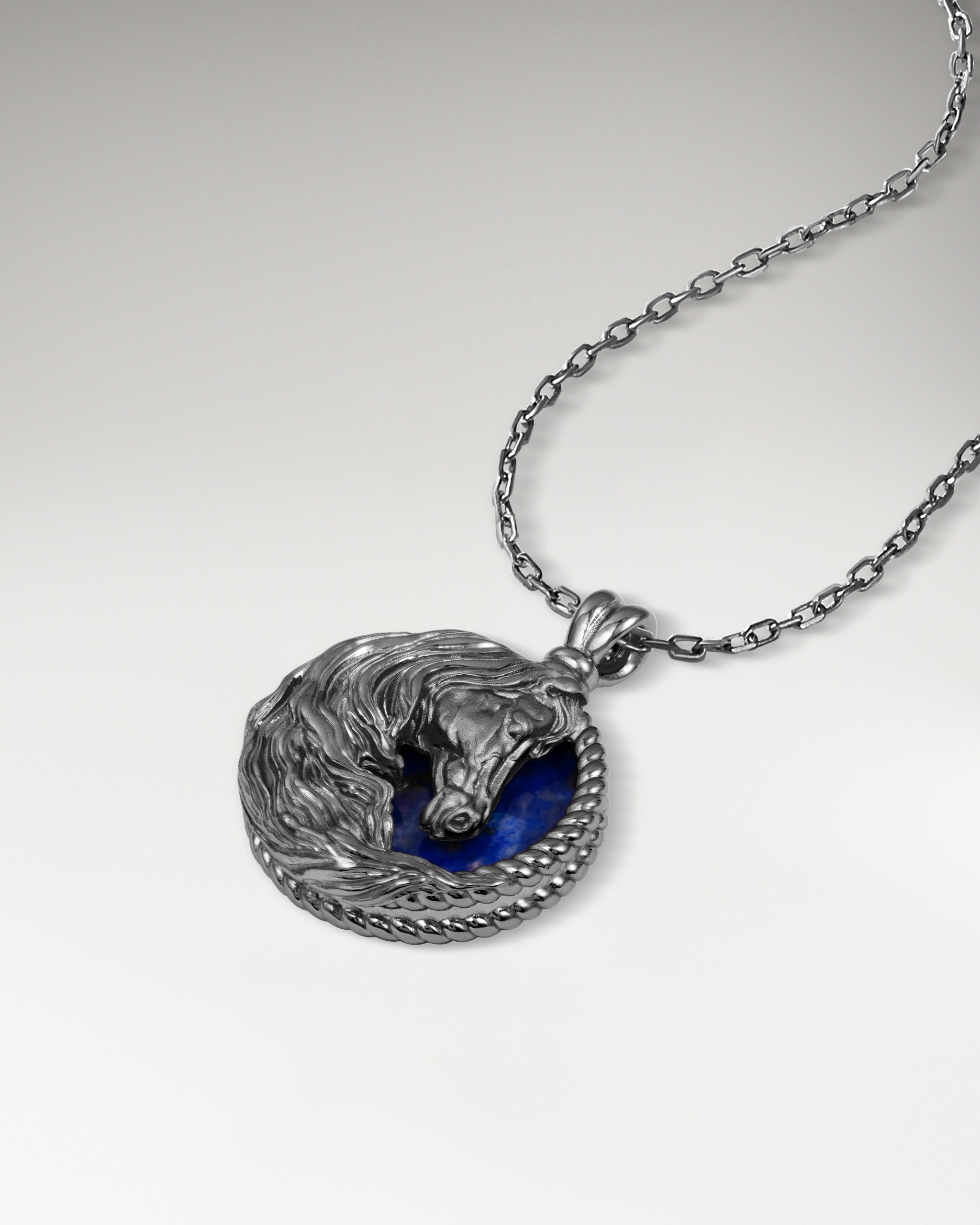 Colgante Escultura Caballo En Oro Con Lapislázuli