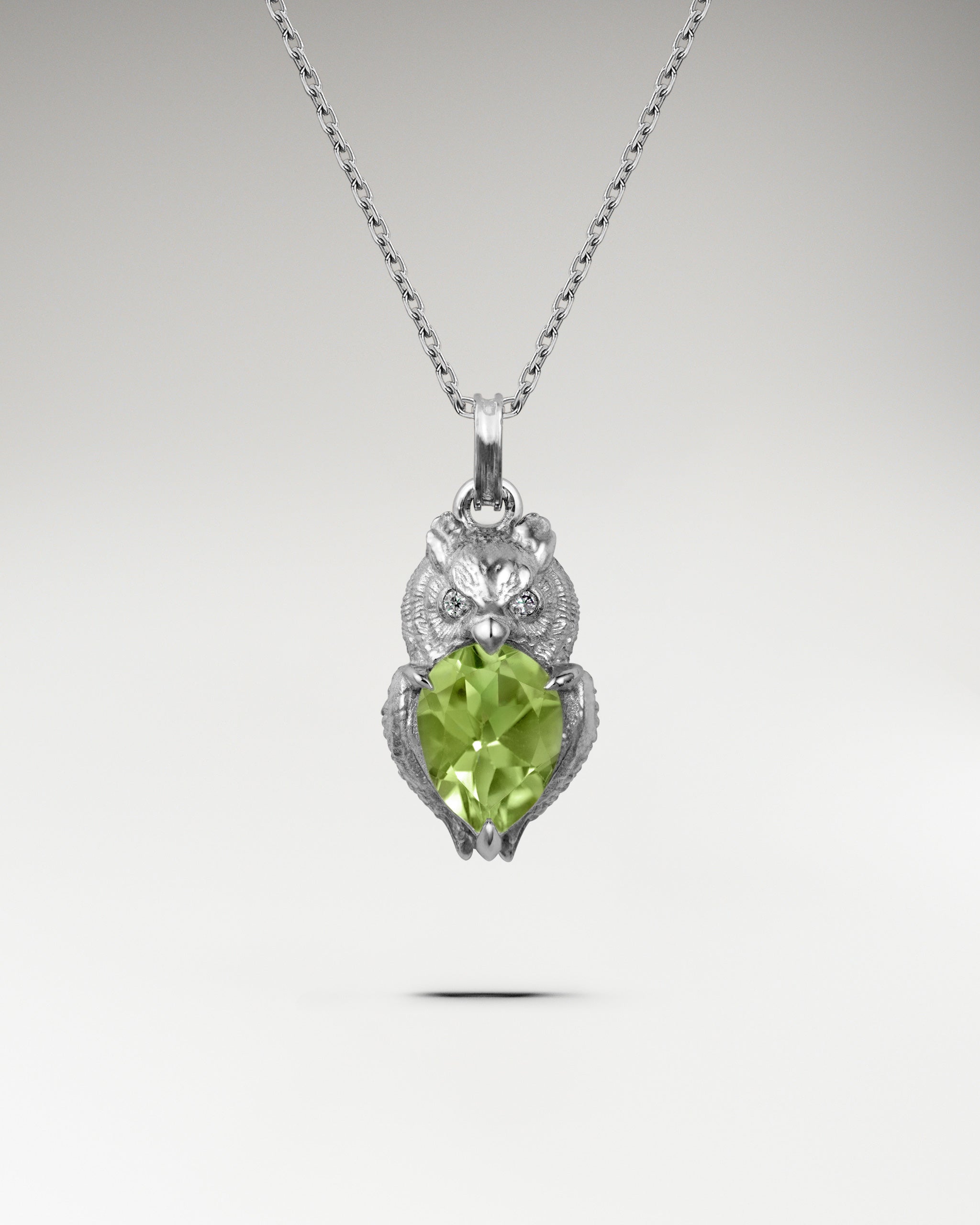 Wisdom Owl Necklace In Sterling Silver With Topaz