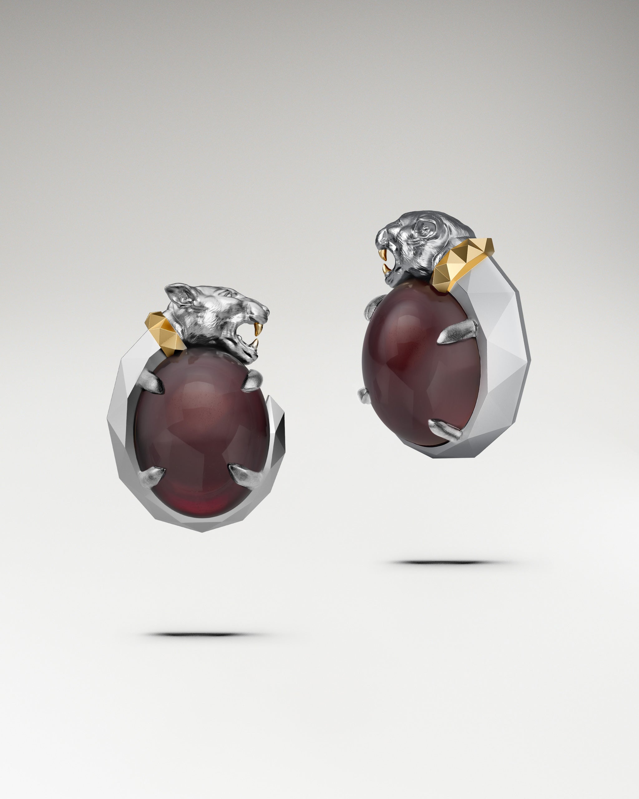 Panther’s Fang Earrings In Sterling Silver With Garnet