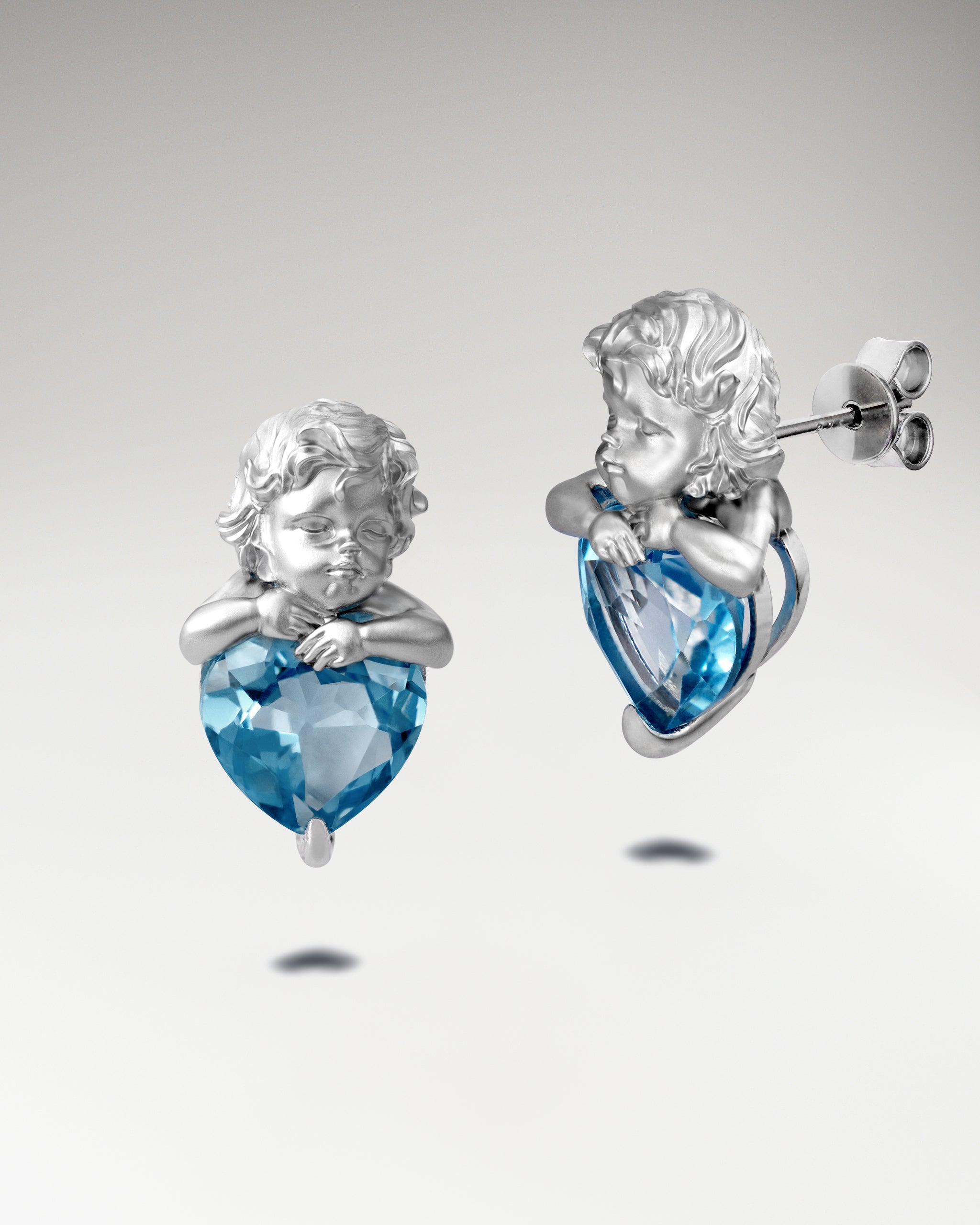 Amor-Ohrhänger aus Sterlingsilber mit Topas