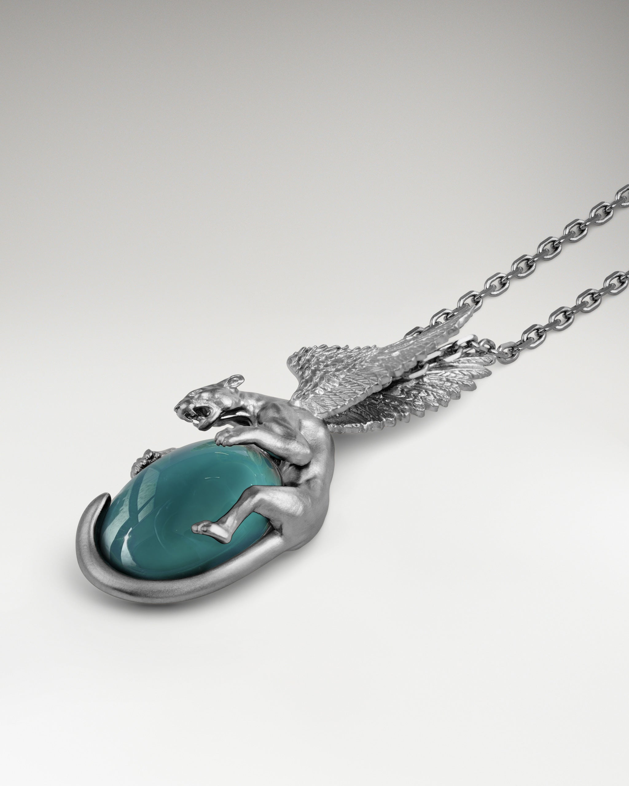 Winged Leopard Pendant In Sterling Silver