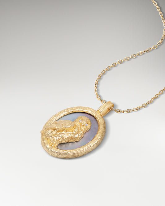 Collar de elfo del bosque en plata de ley con nácar negro