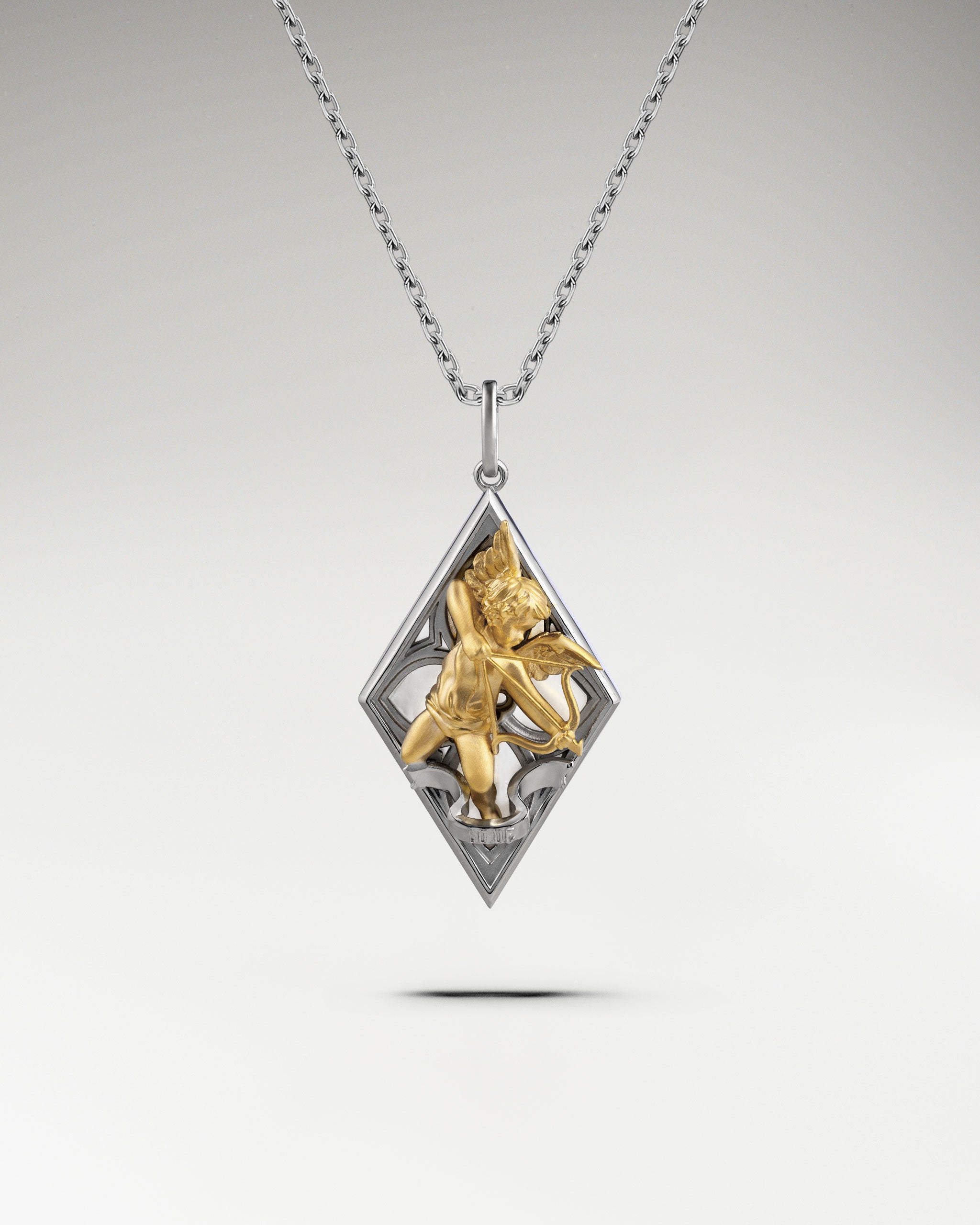 Cupid Heartstring Pendant In Sterling Silver With Nacre