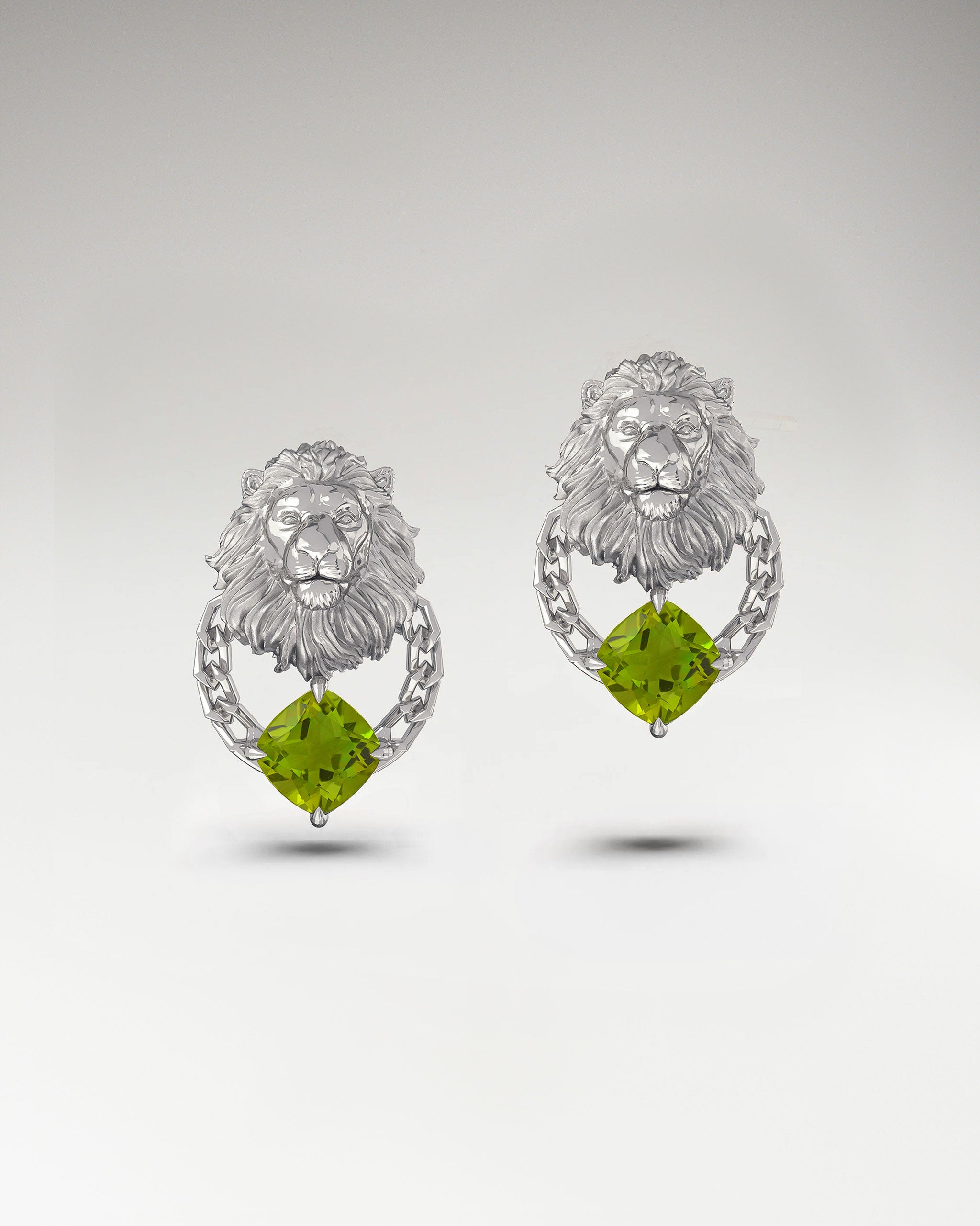 狮子座纯银黄水晶耳钉