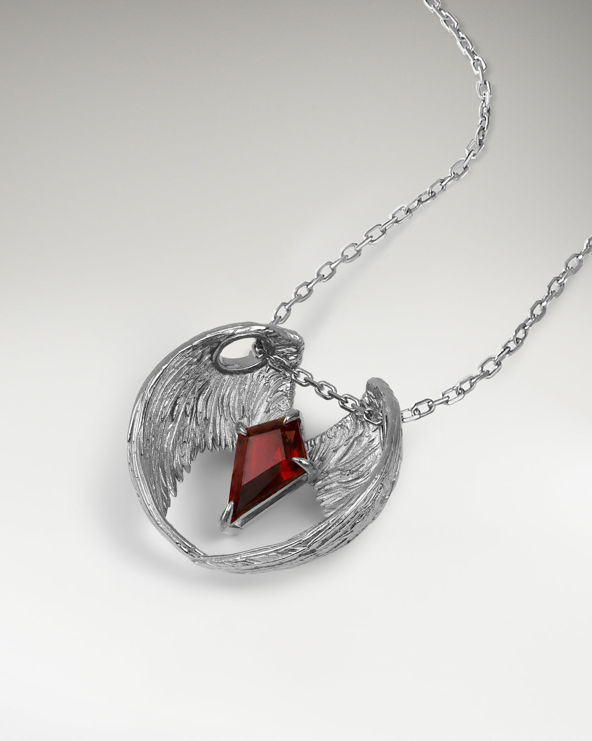 Wings Of Knight Pendant In Sterling Silver With Amethyst