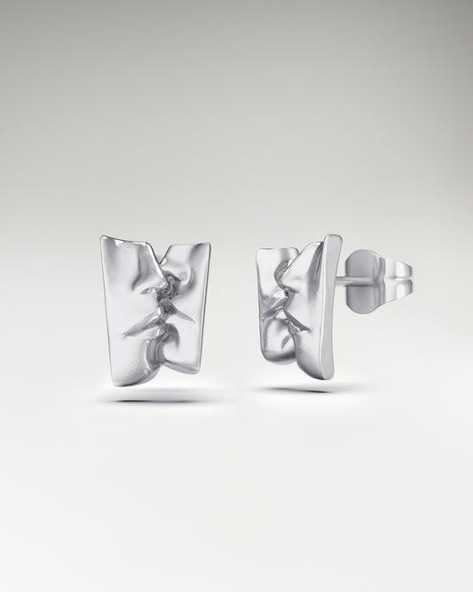 Clous d'oreilles Golden Kissing Lips en argent sterling