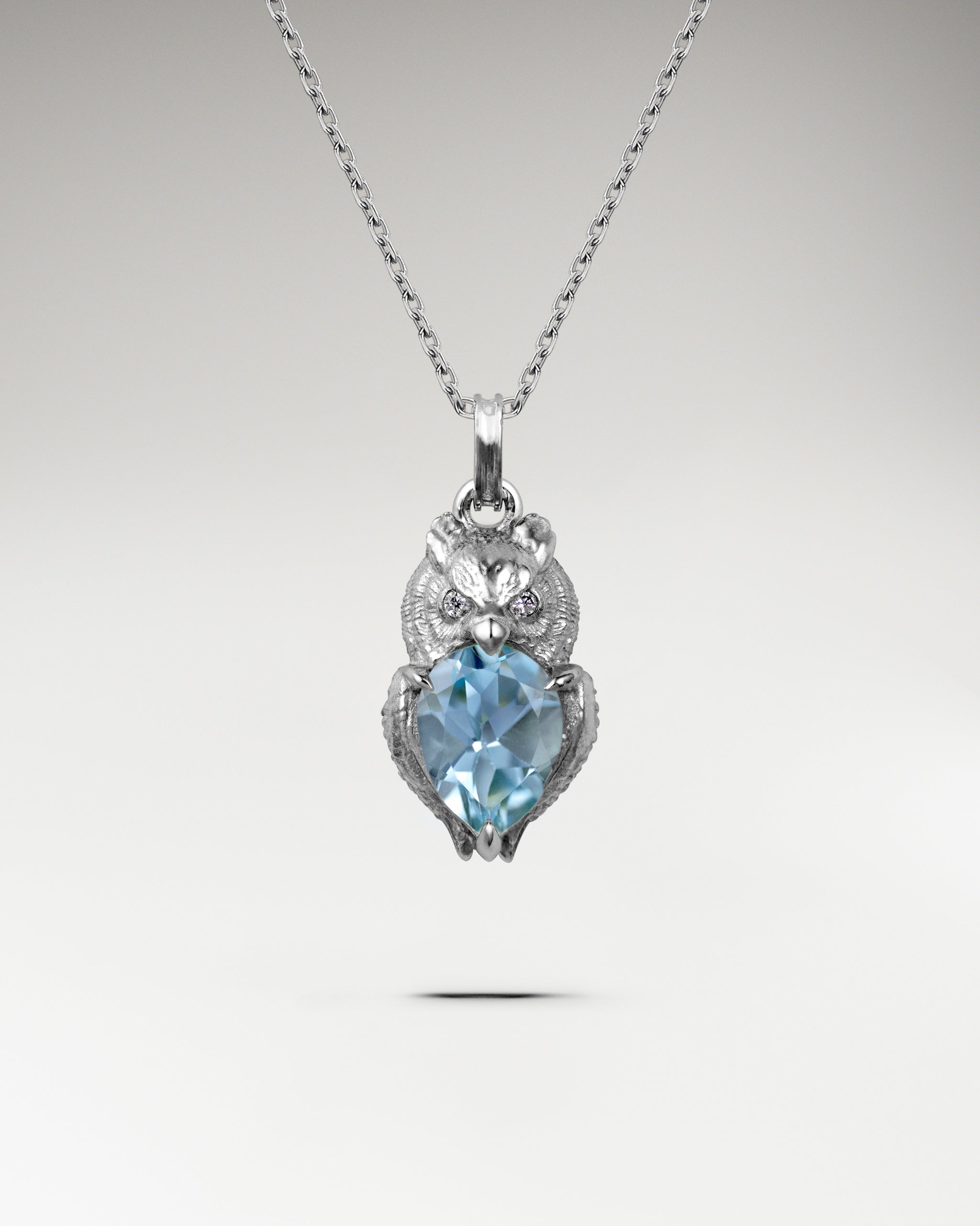 Wisdom Owl Necklace In Sterling Silver With Topaz