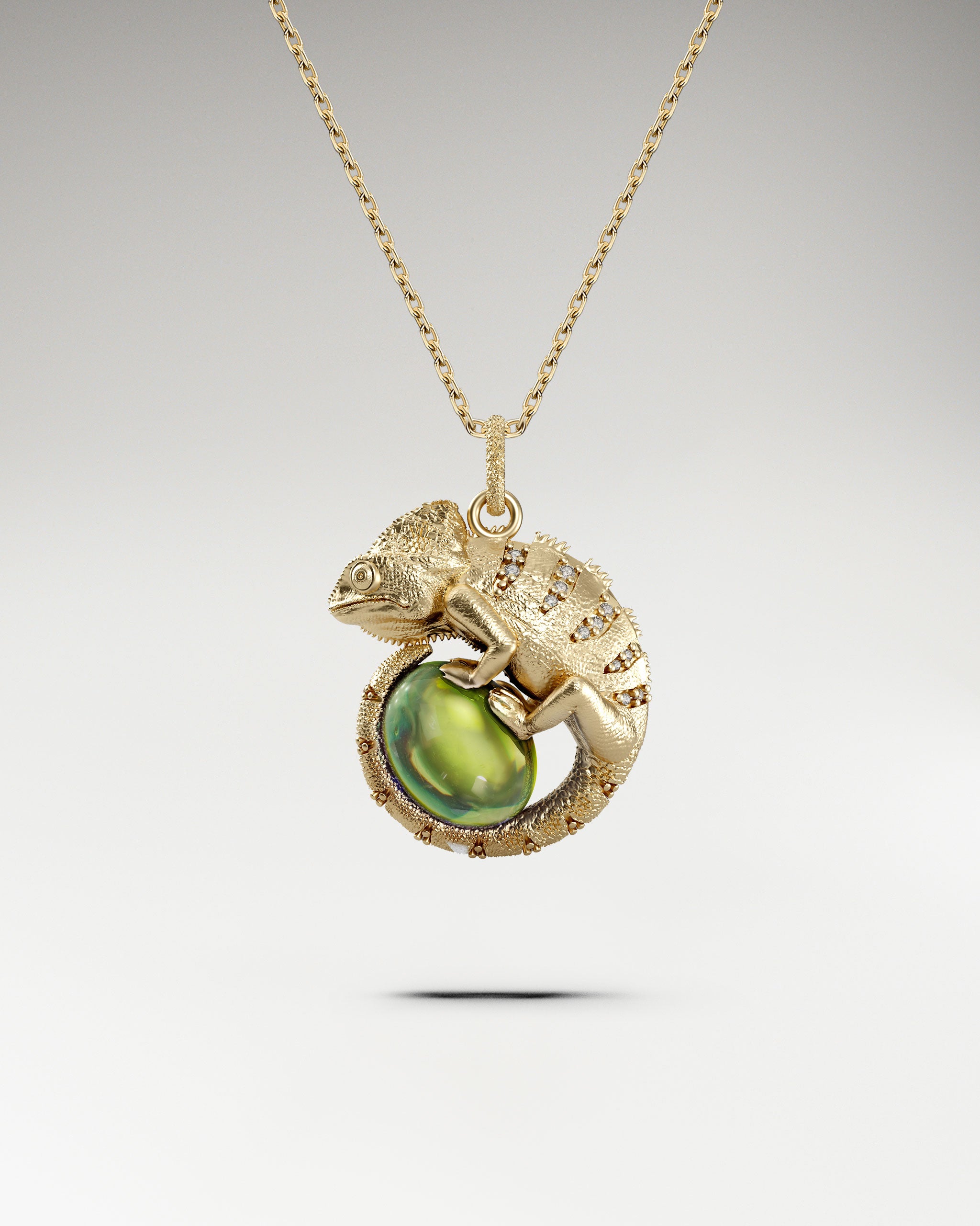 Chameleon’s Embrace Pendant In Sterling Silver With Opal