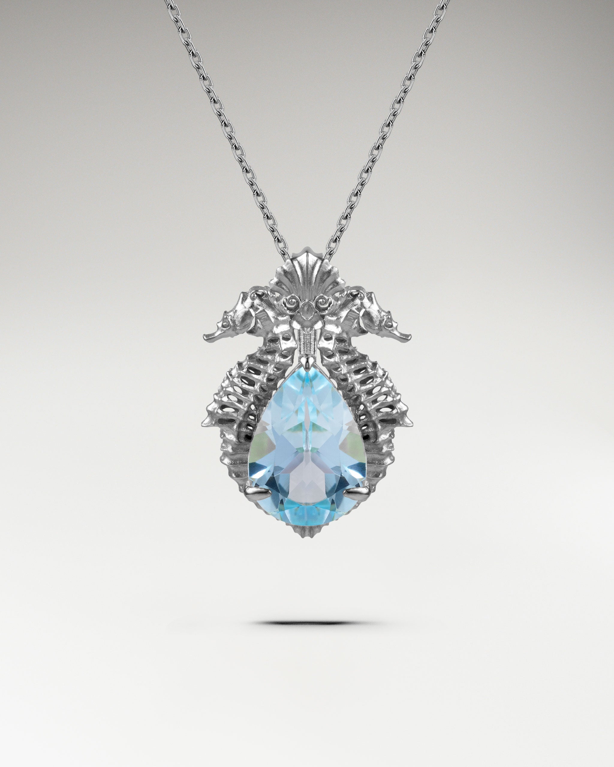 Symmarine Necklace In Sterling Silver With Topaz