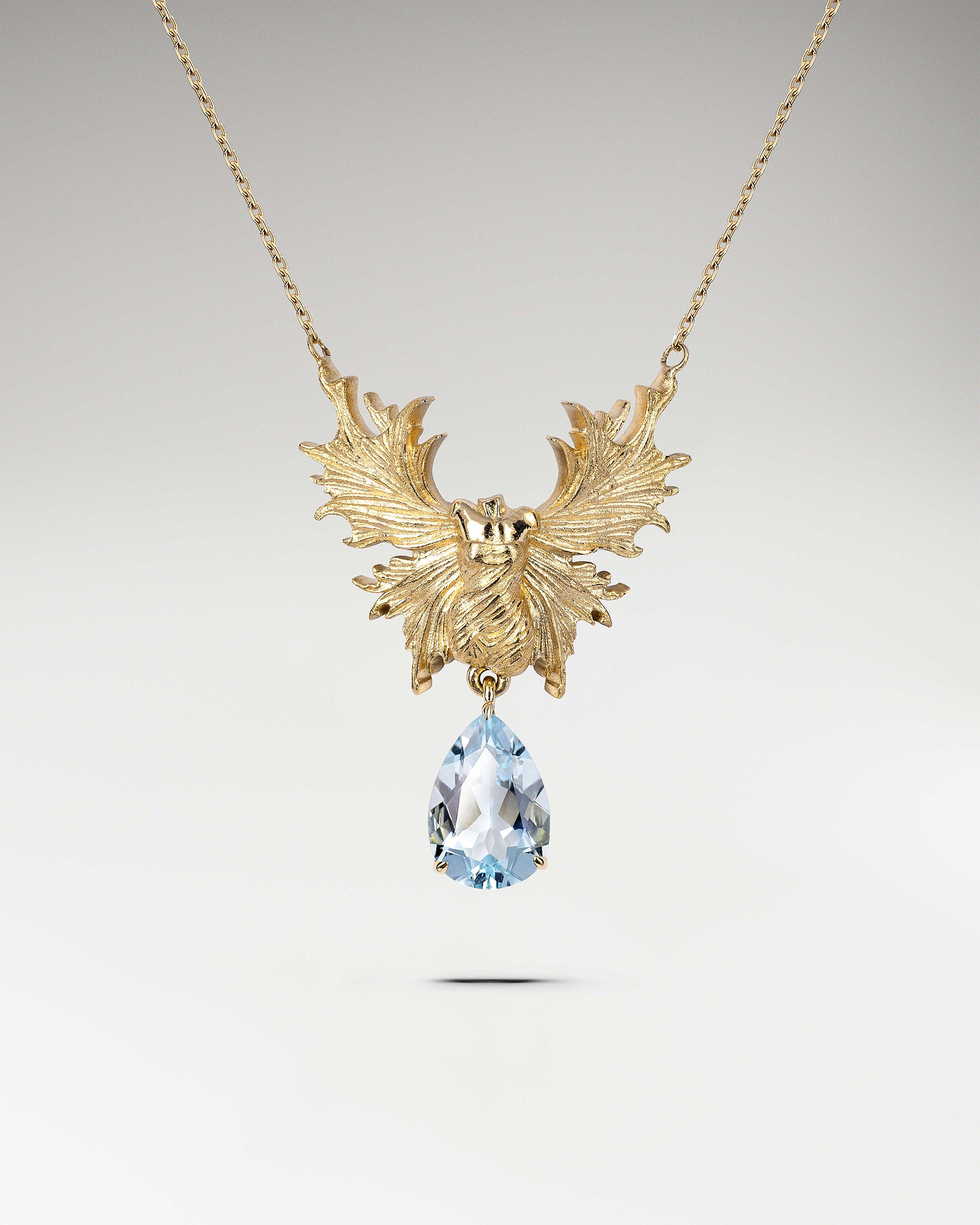 Guardian Angel Necklace In Sterling Silver With Blue Topaz