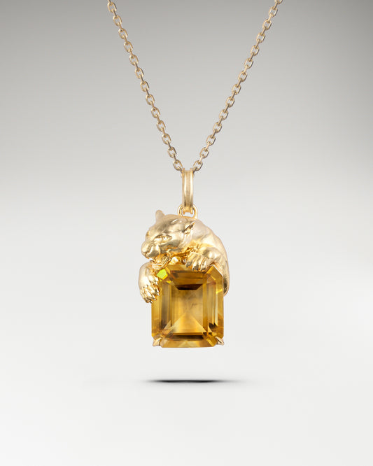 Savanna Sculptural Pendant Necklace In Sterling Silver With Citrine