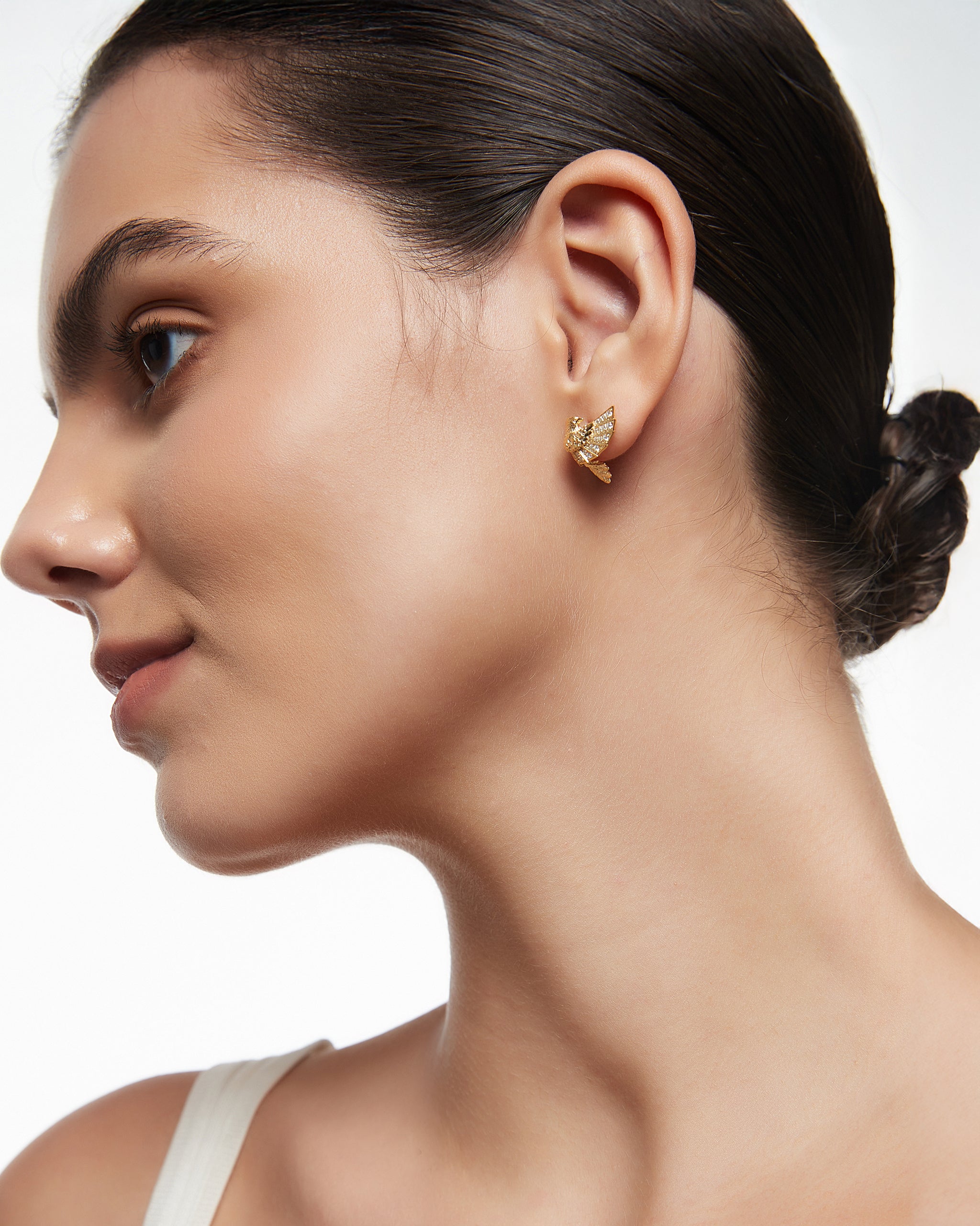 Eagle Stud Earrings in Sterling Silver with Moissanitee - TRUE