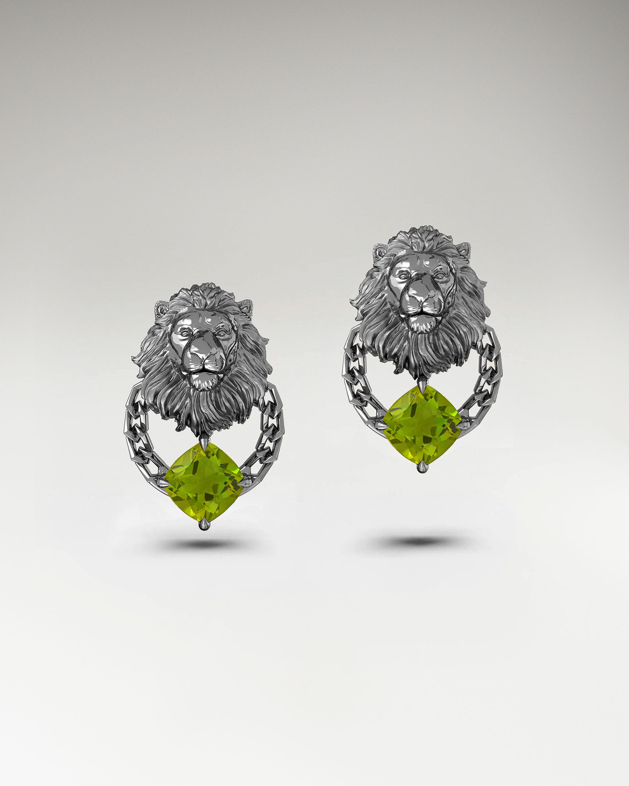 狮子座纯银黄水晶耳钉