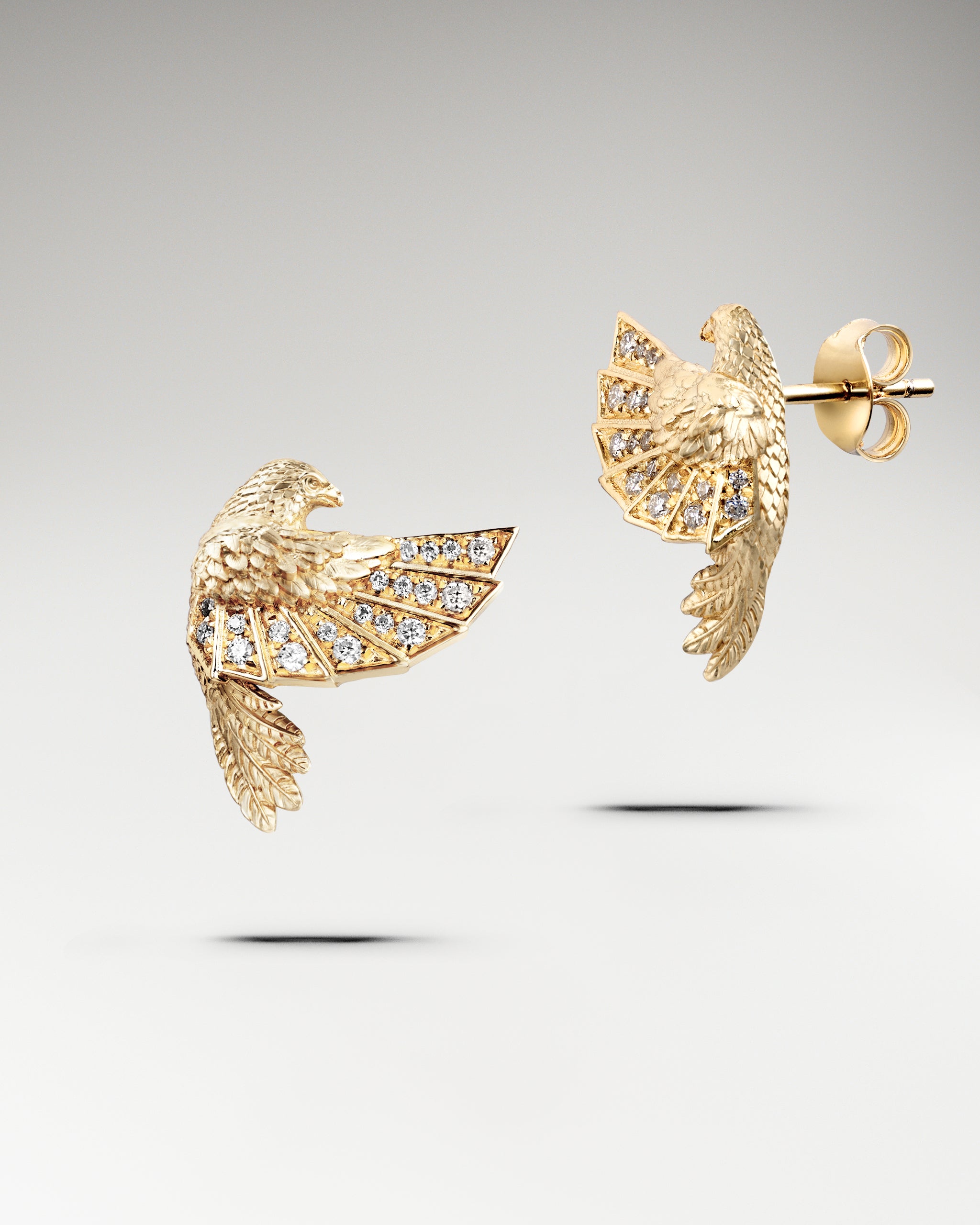 Eagle Stud Earrings in Sterling Silver with Moissanitee - TRUE