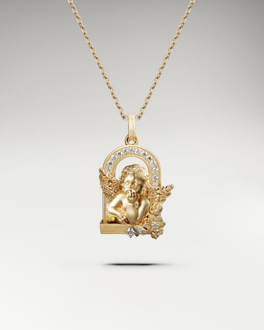 Dawn Whisper Pendant Necklace in Sterling Silver with Moissanite