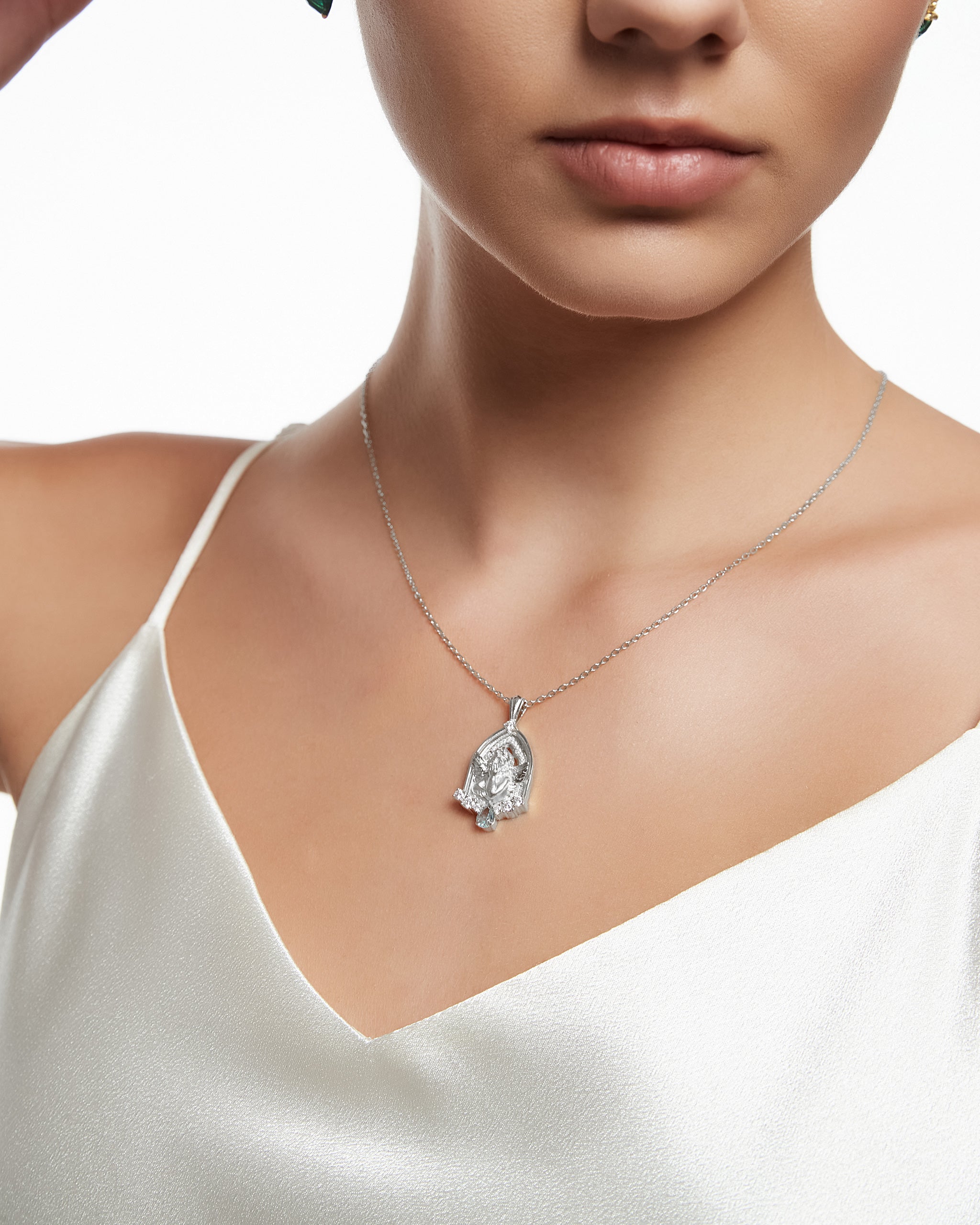 Celestarch Pendant Necklace in Sterling Silver with Topaz