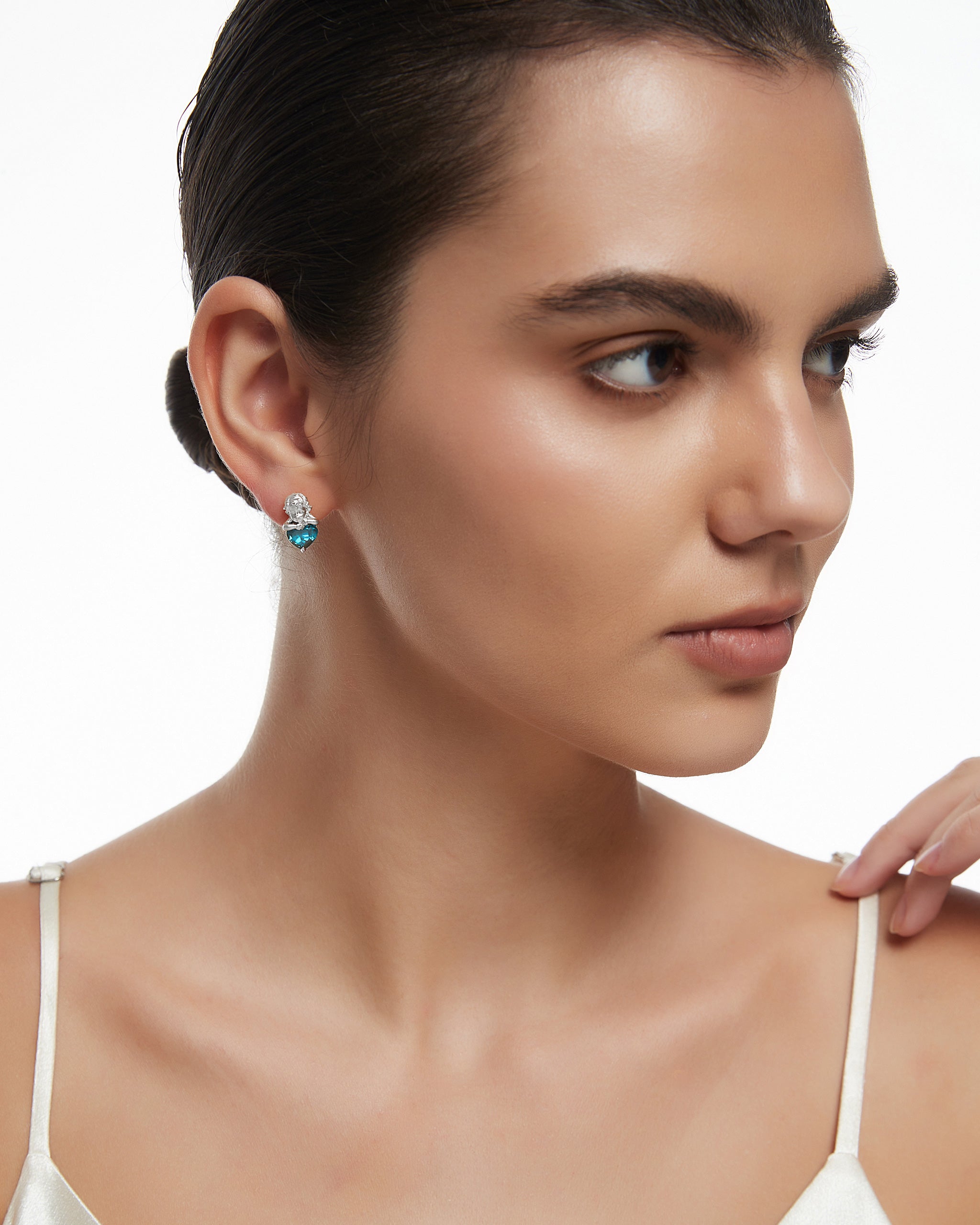 Amor-Ohrhänger aus Sterlingsilber mit Topas