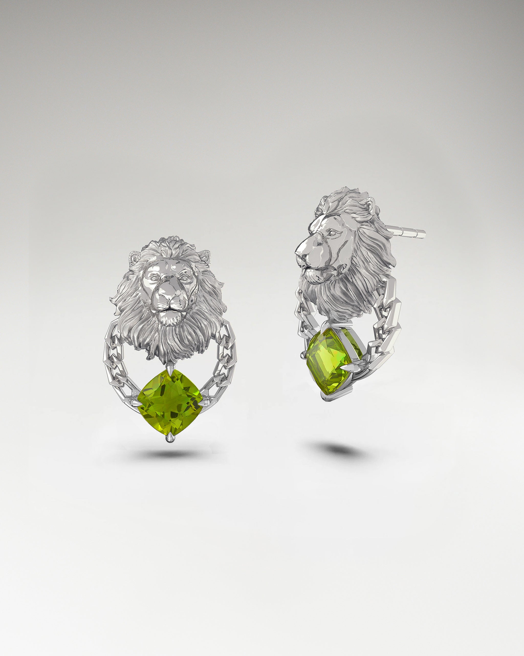 狮子座纯银黄水晶耳钉