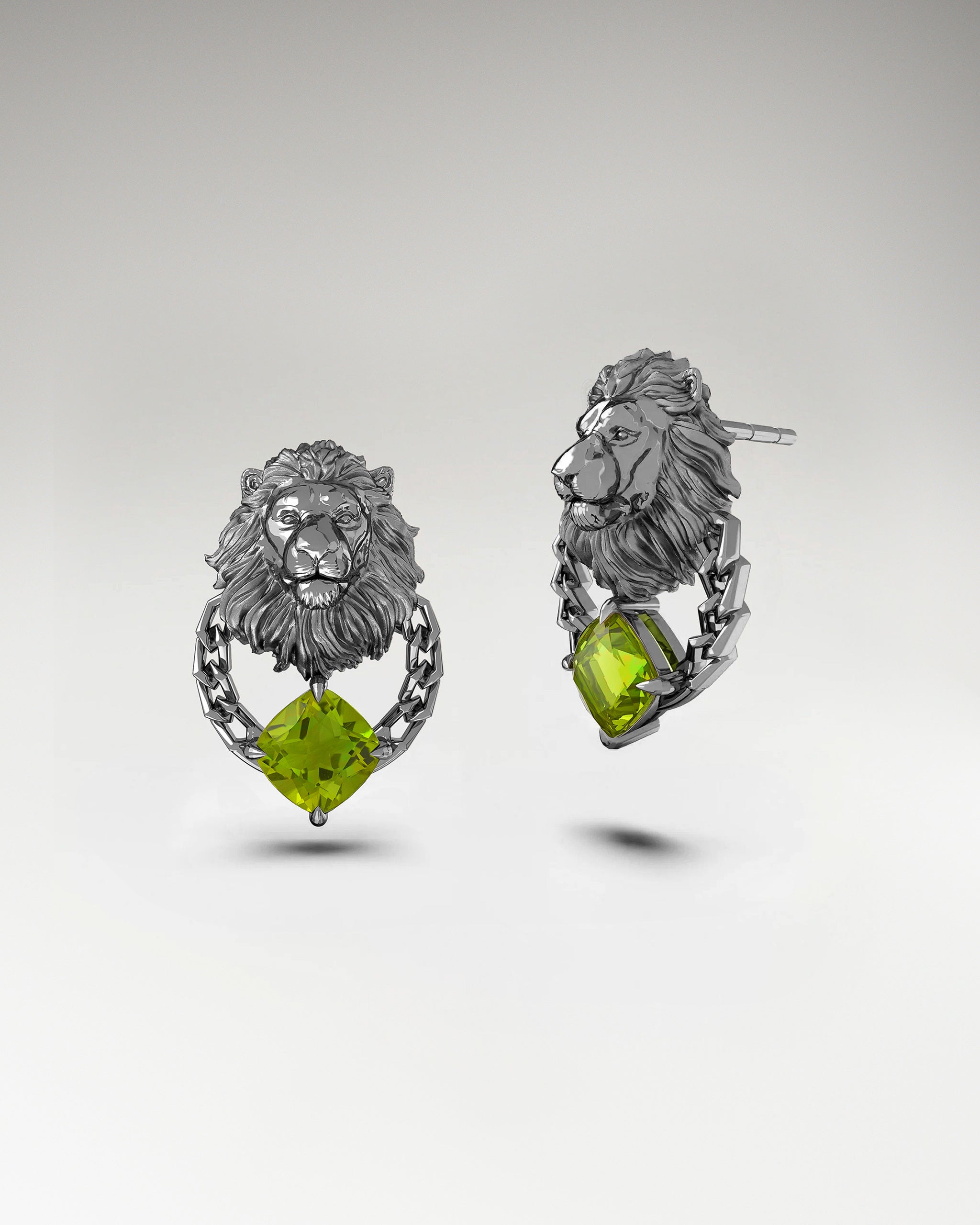 狮子座纯银黄水晶耳钉