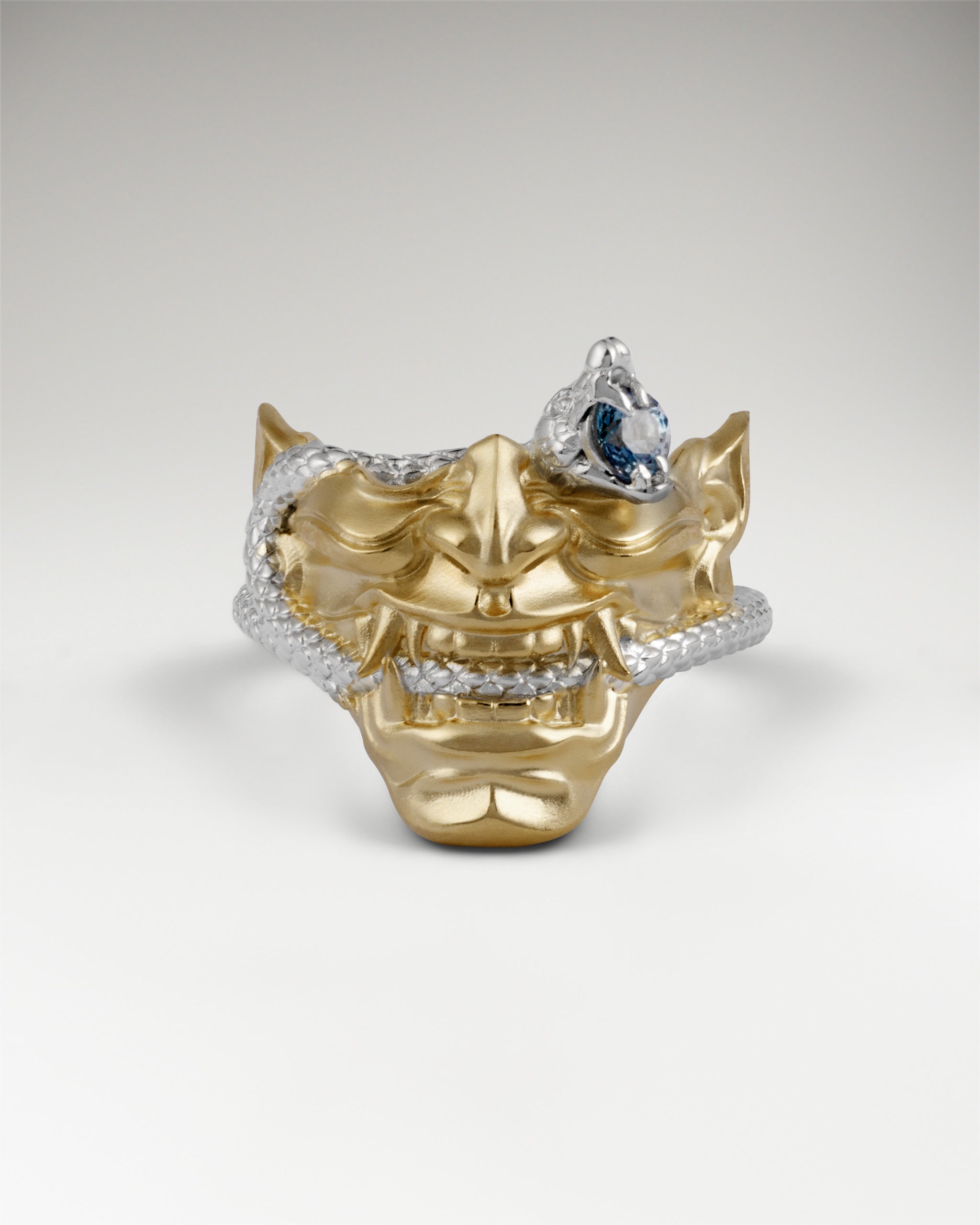 Anneau Noh d’Orochi en argent sterling avec saphir