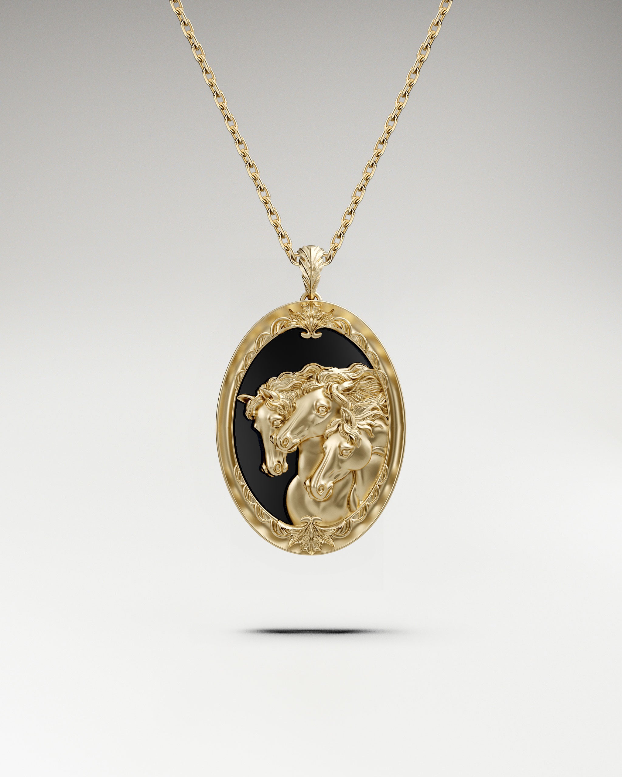 Royal Cavalcade Pendant In Sterling Silver With Black Agate