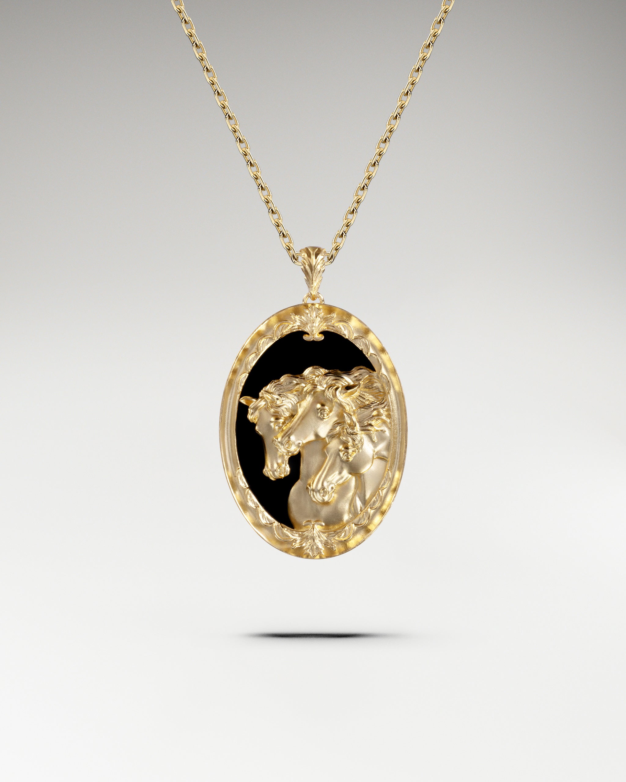 Royal Cavalcade Pendant In Sterling Silver With Black Agate