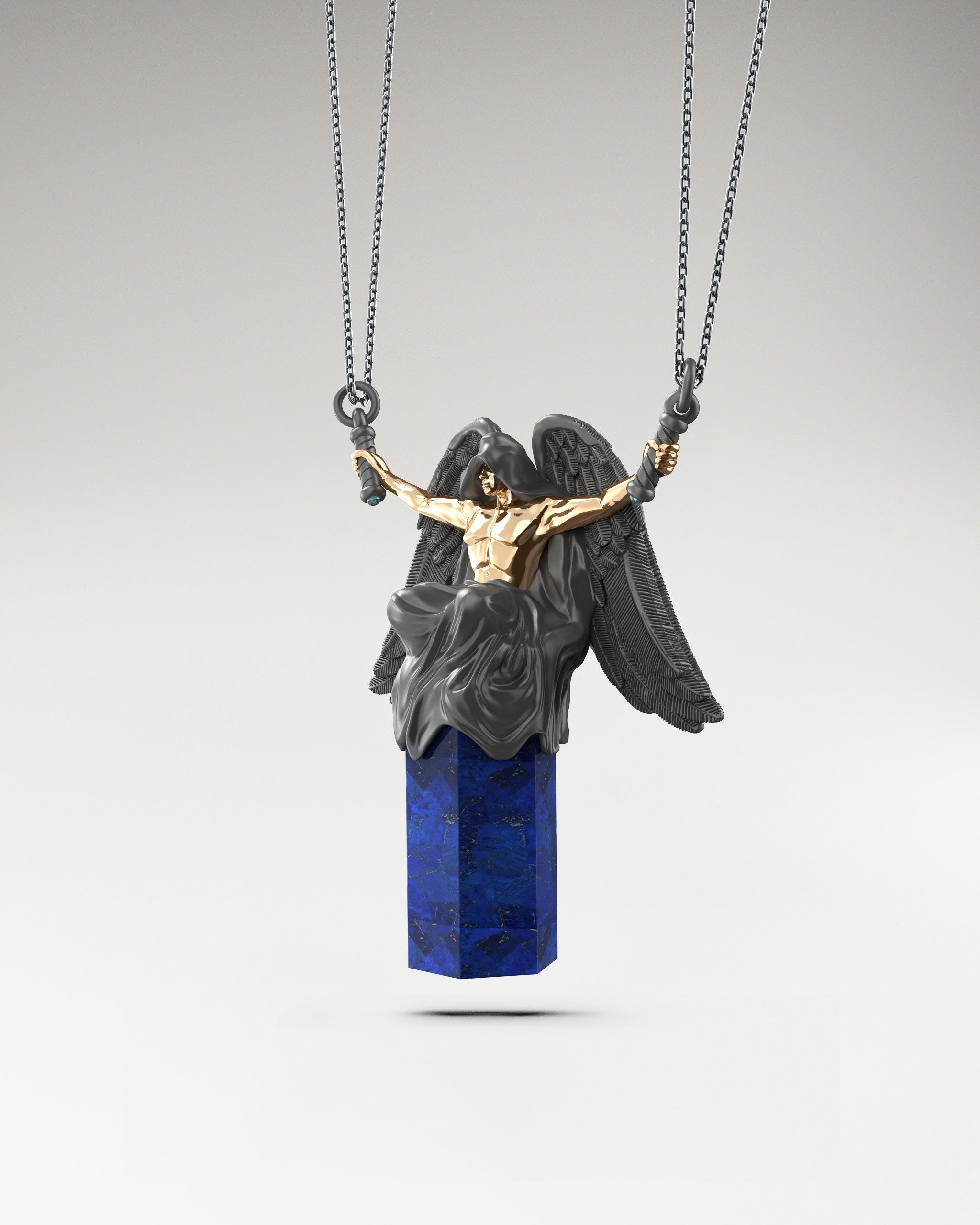 Archangel Pendant in 10k gold and Lapis Lazuli gemstone