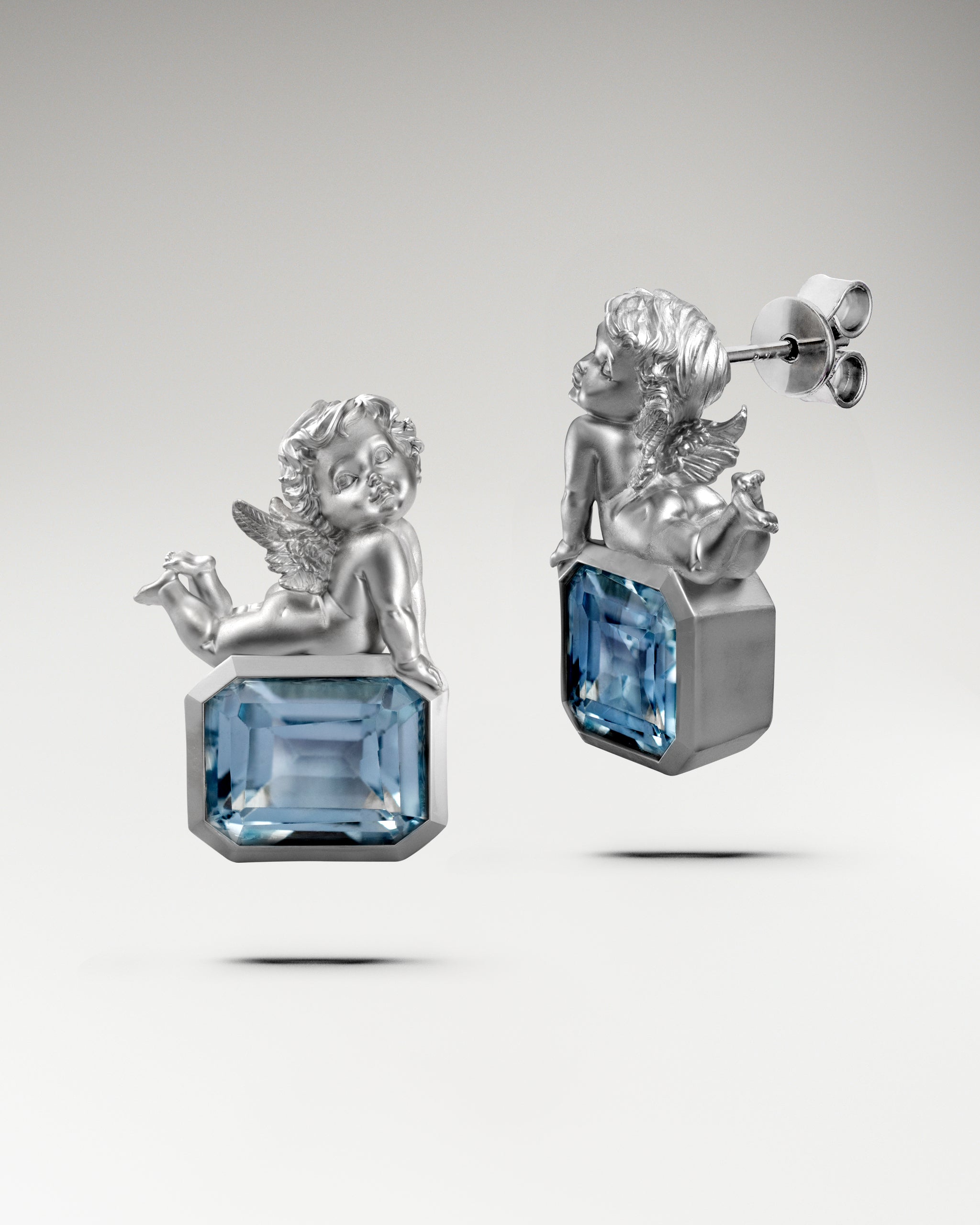 Amor-Ohrhänger aus Sterlingsilber mit Topas