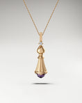 Load image into Gallery viewer, Chess Bishop Pendant necklace made in 10k gold with diamond and spinel
