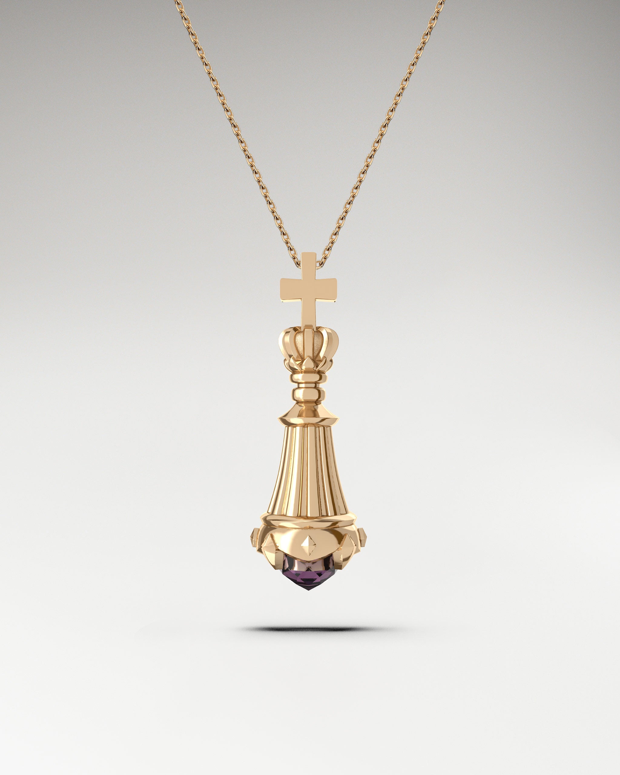 Chess Series King Necklace in gold and spinel