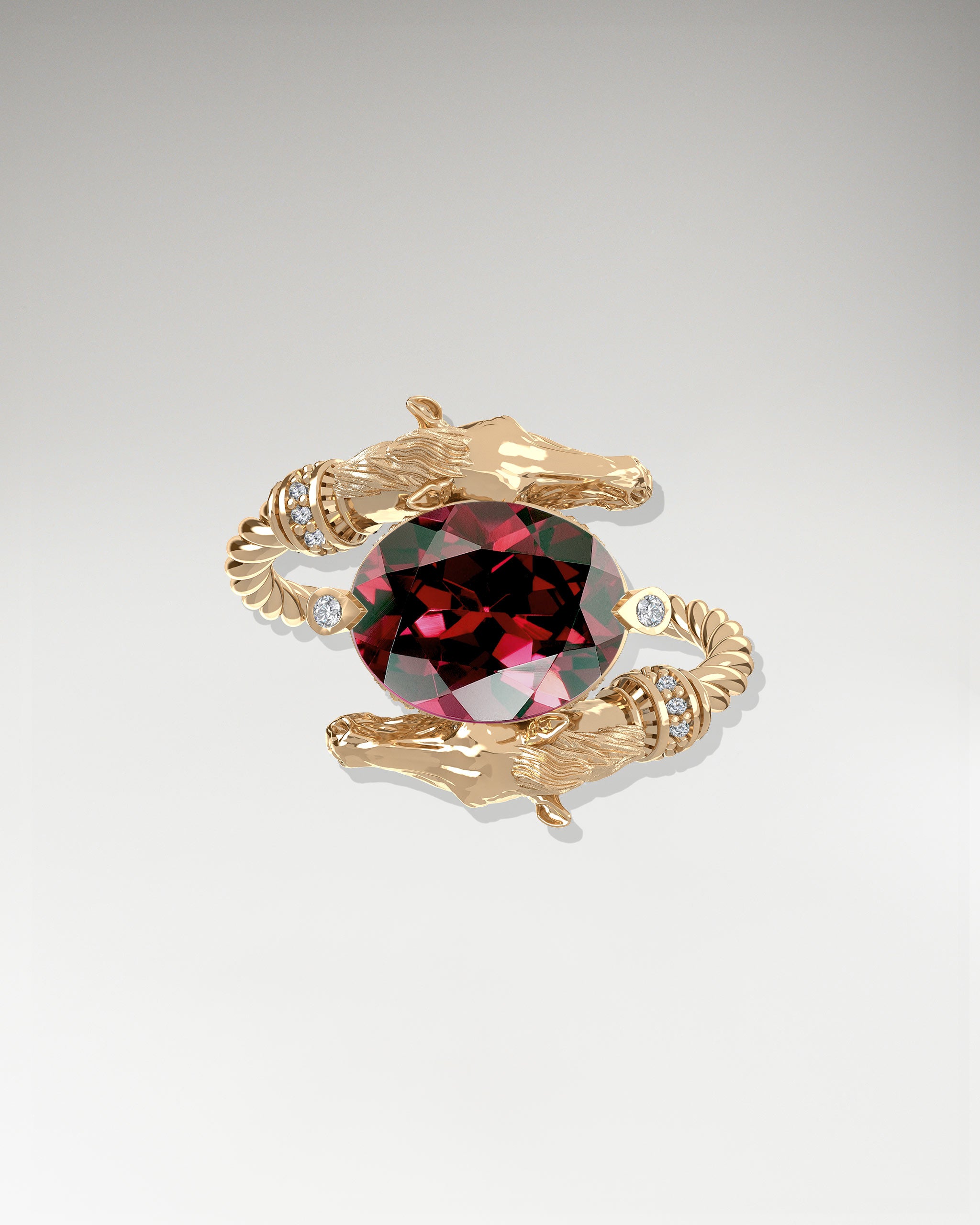 Dual Peppy Ring in 10k Gold With Rose Garnet