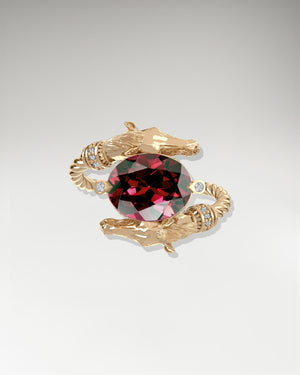 Dual Peppy Ring In Sterling Silver & Rose Garnet