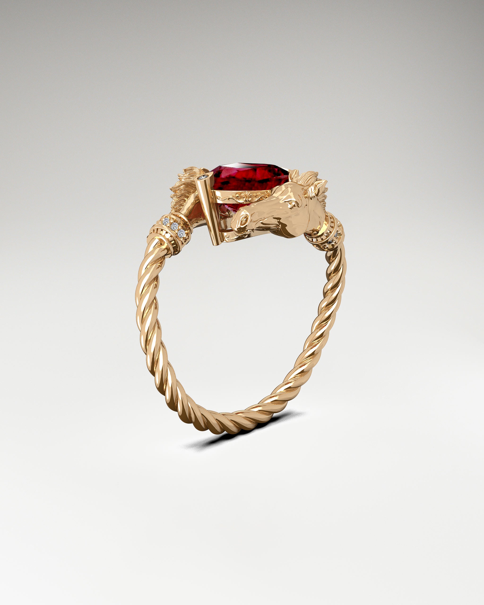 Dual Peppy Ring in 10k Gold With Rose Garnet
