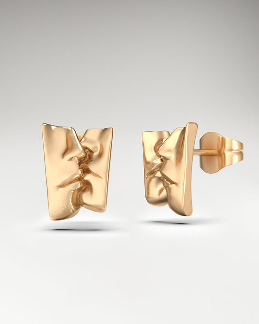 For Male and Female Kissing Lips Gold Studs unisex