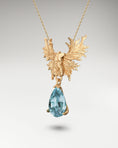 Load image into Gallery viewer, My Guardian Angel Pendant Necklace in Gold and Aquamarine Gemstone
