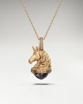 Load image into Gallery viewer, Horse Head Sculpture Pendant with Diamonds and Spinel gemstone
