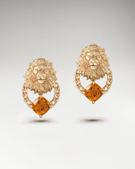 The Leo Stud Earrings in 10k Gold with Citrine