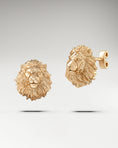 Load image into Gallery viewer, Guardian Lion Stud Earrings in 10k Gold
