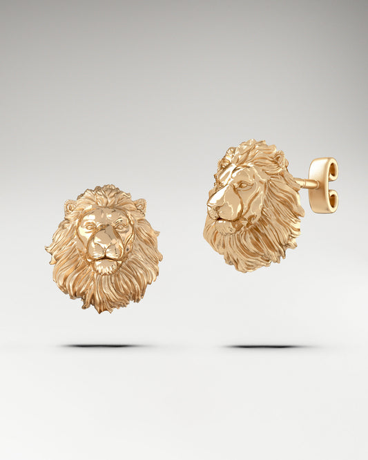 Guardian Lion Stud Earrings in 10k Gold