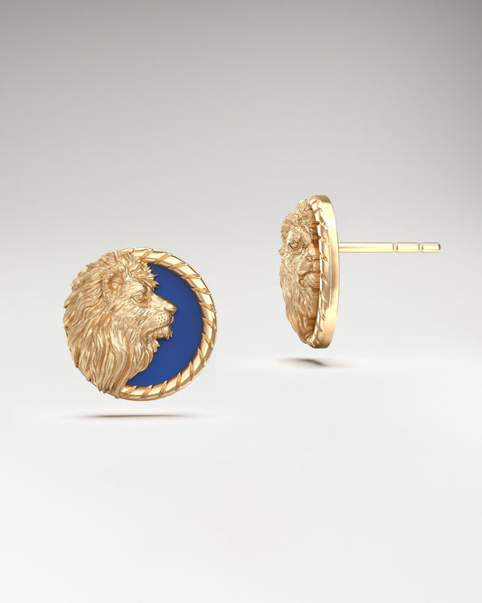 Lion head studs in gold