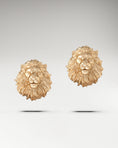 Load image into Gallery viewer, Guardian Lion Stud Earrings in 10k Gold
