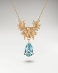 Load image into Gallery viewer, Guardian Angel Necklace Gold and Aquamarine Gemstone
