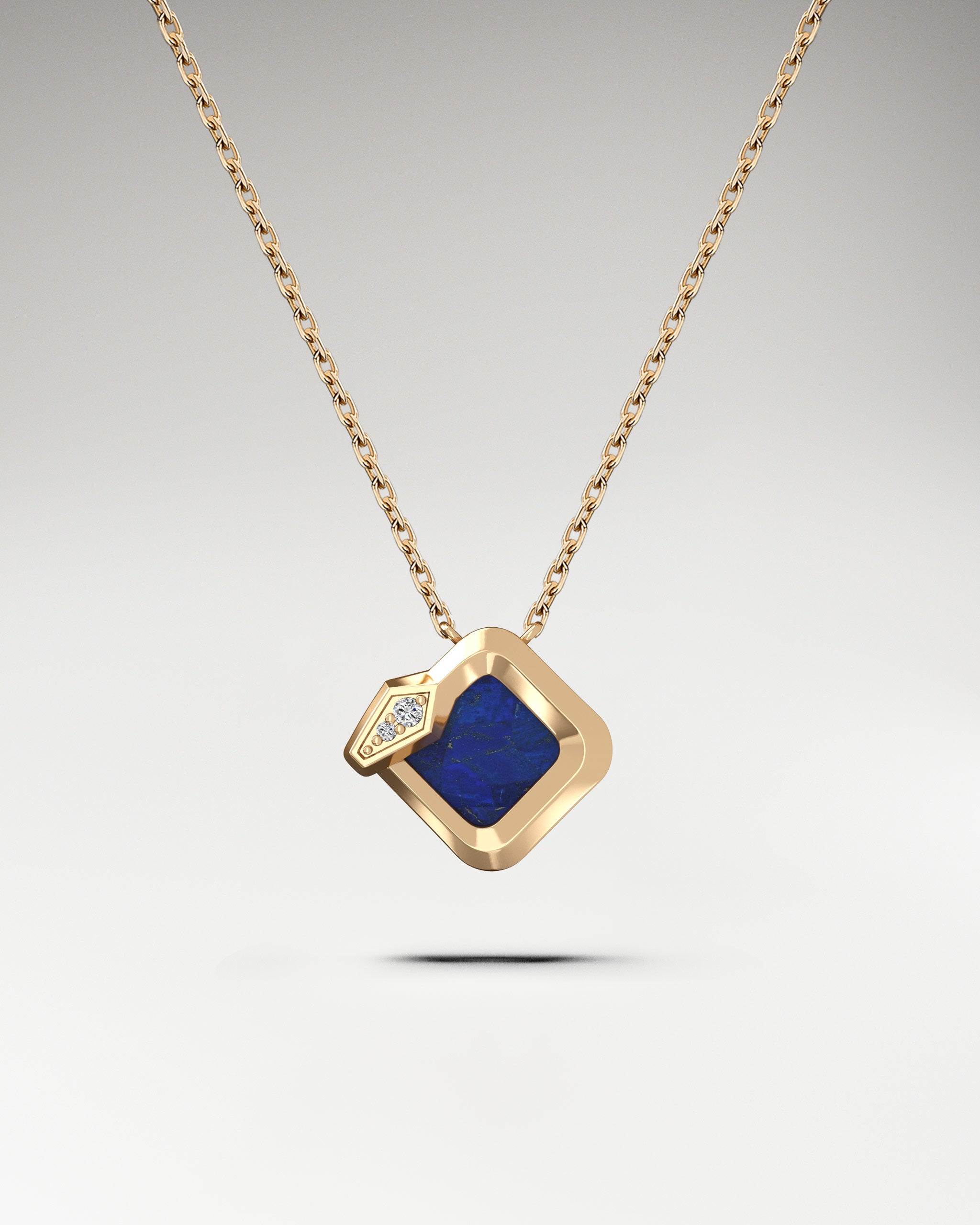 Viper Pendant Necklace in 10k Gold with Lapis Lazuli and Diamonds
