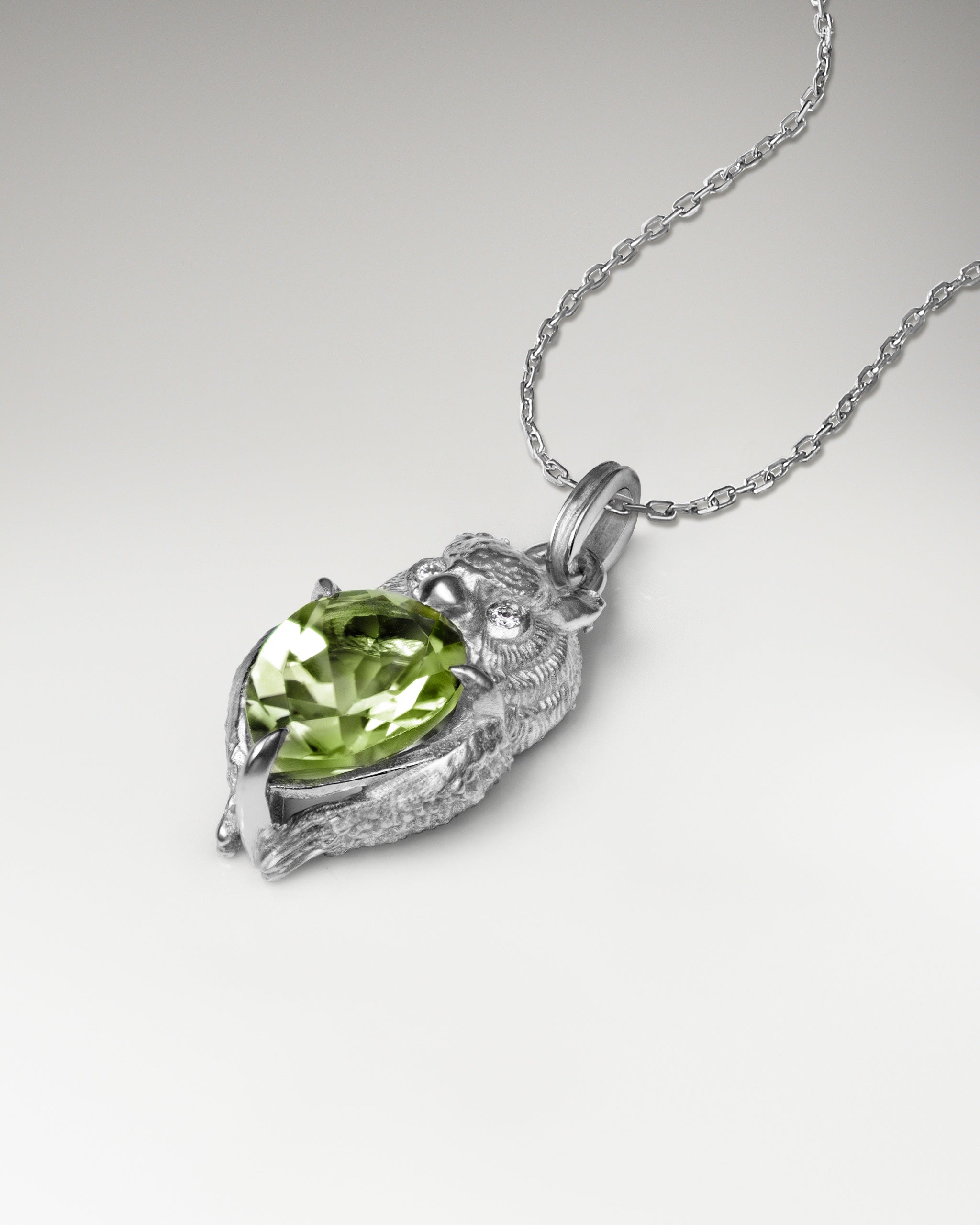 Wisdom Owl Necklace In Sterling Silver With Topaz