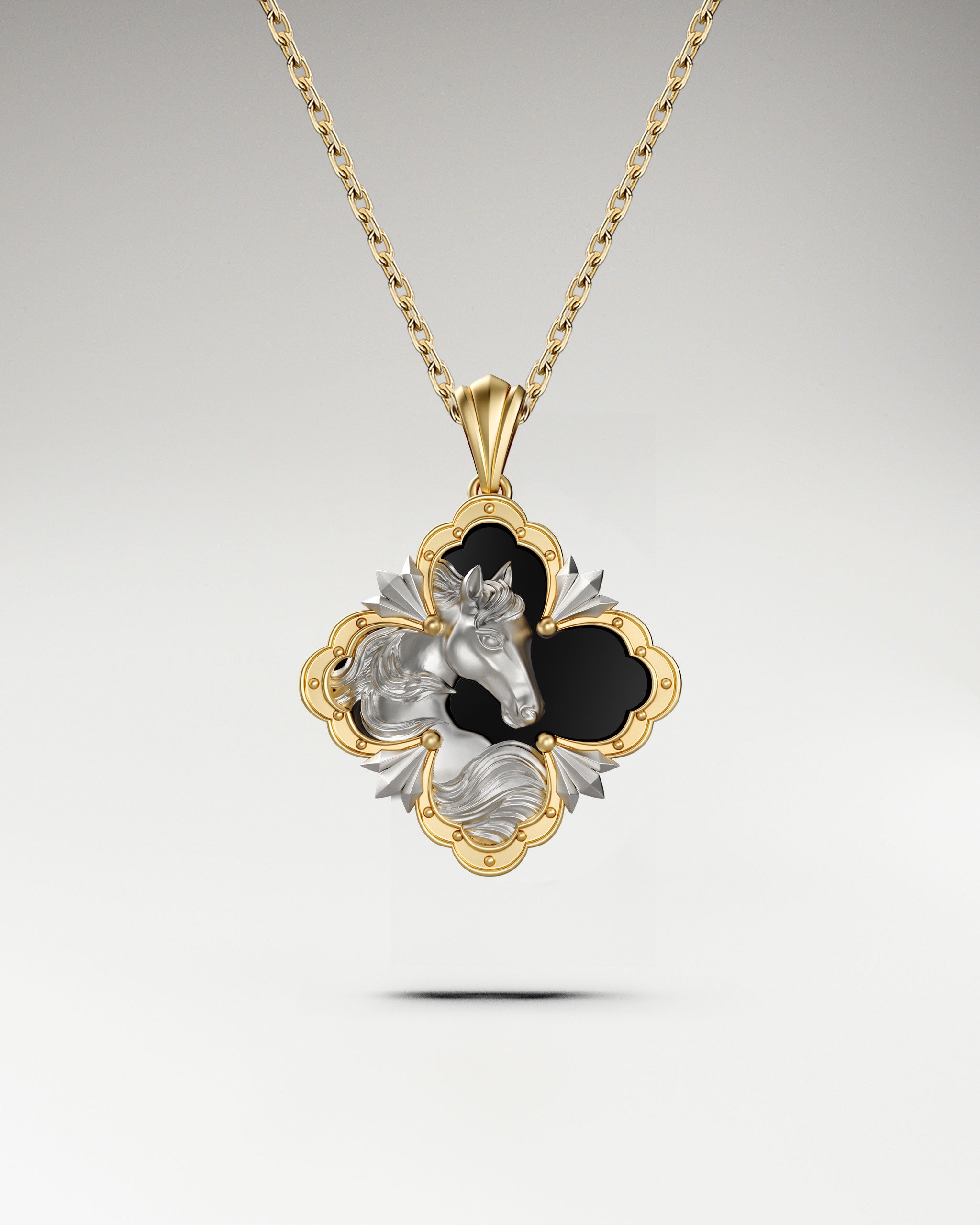 Noble Encounter Pendant In Sterling Silver With Black Agate
