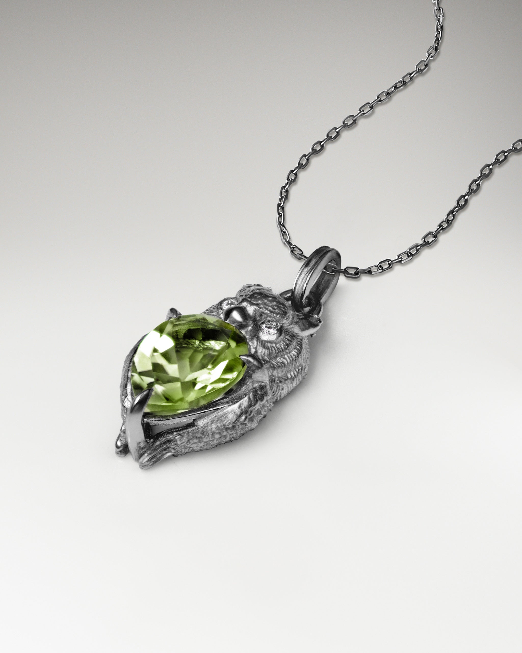 Wisdom Owl Necklace In Sterling Silver With Topaz