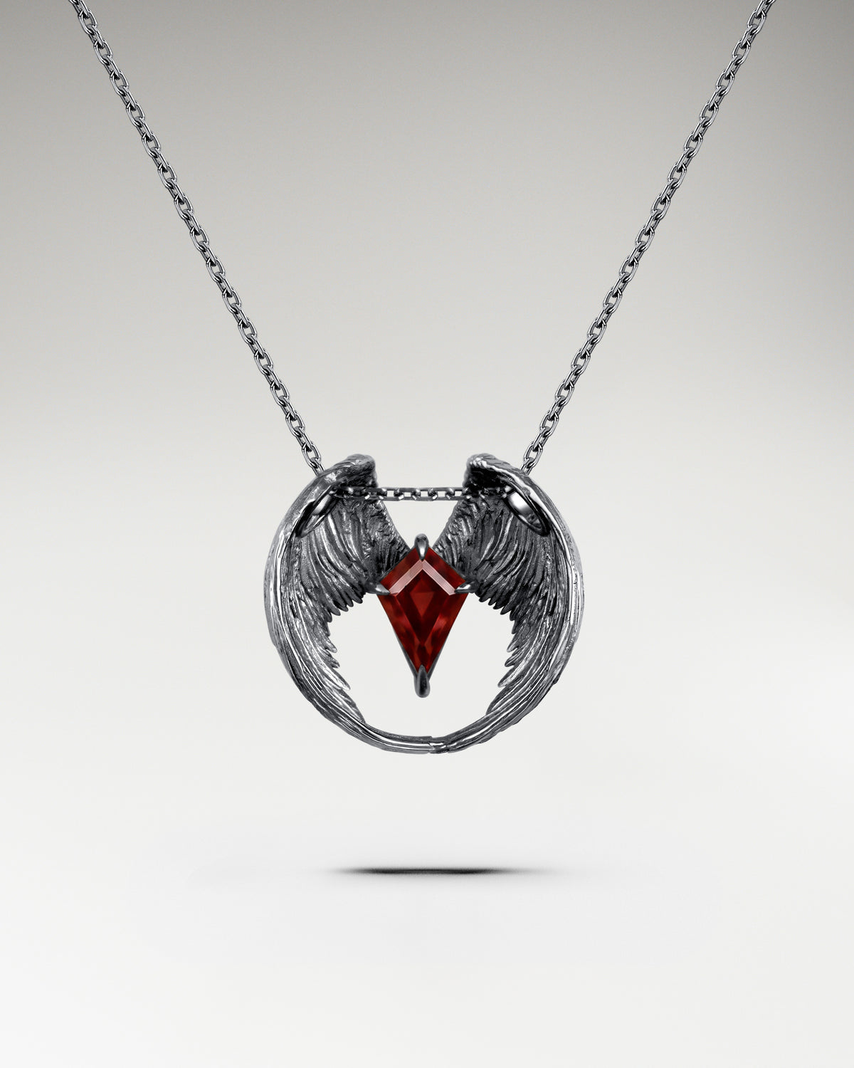 Wings Of Knight Pendant In Sterling Silver With Amethyst