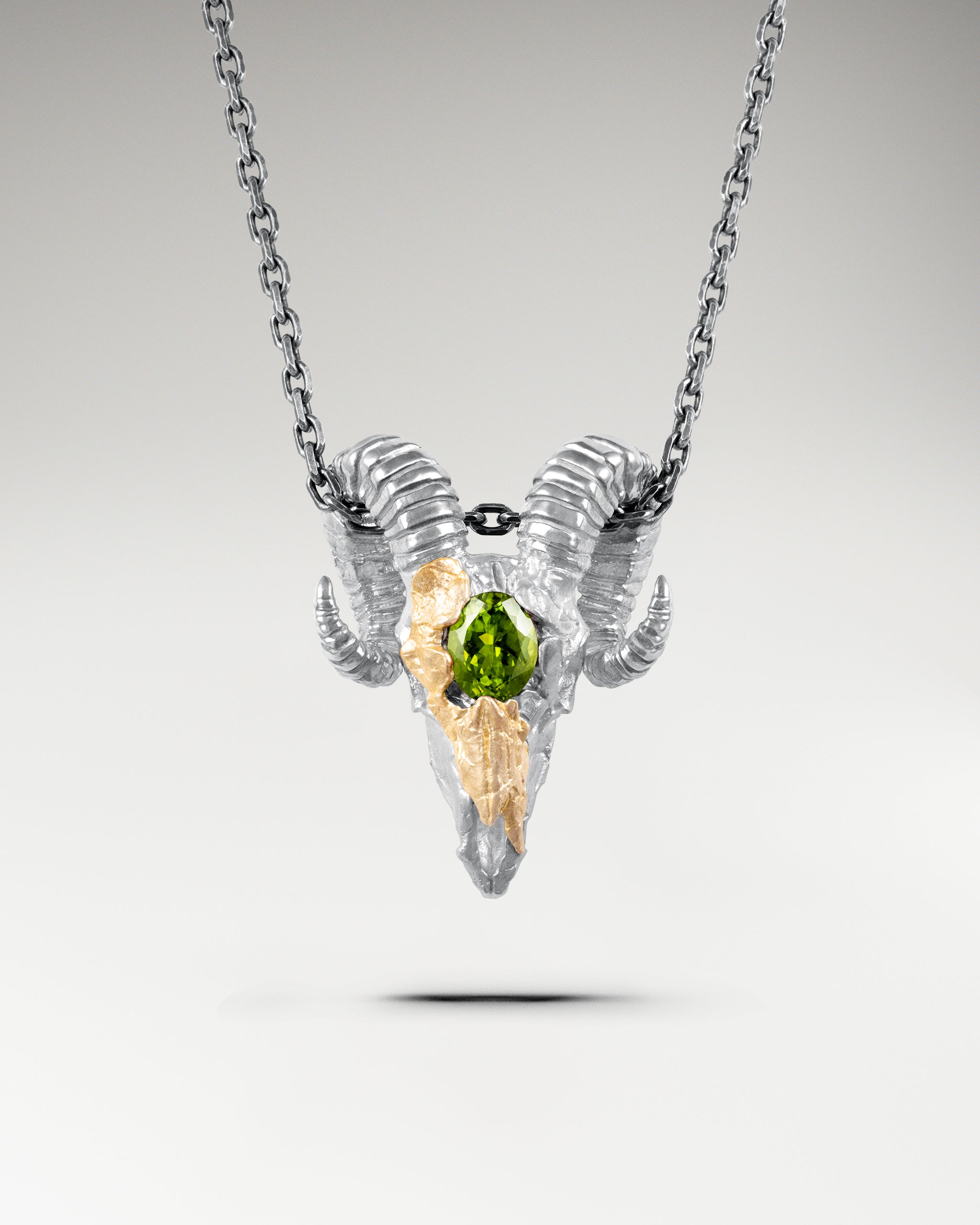 The Ram's Heart Pendant Necklace In Sterling Silver With Garnet