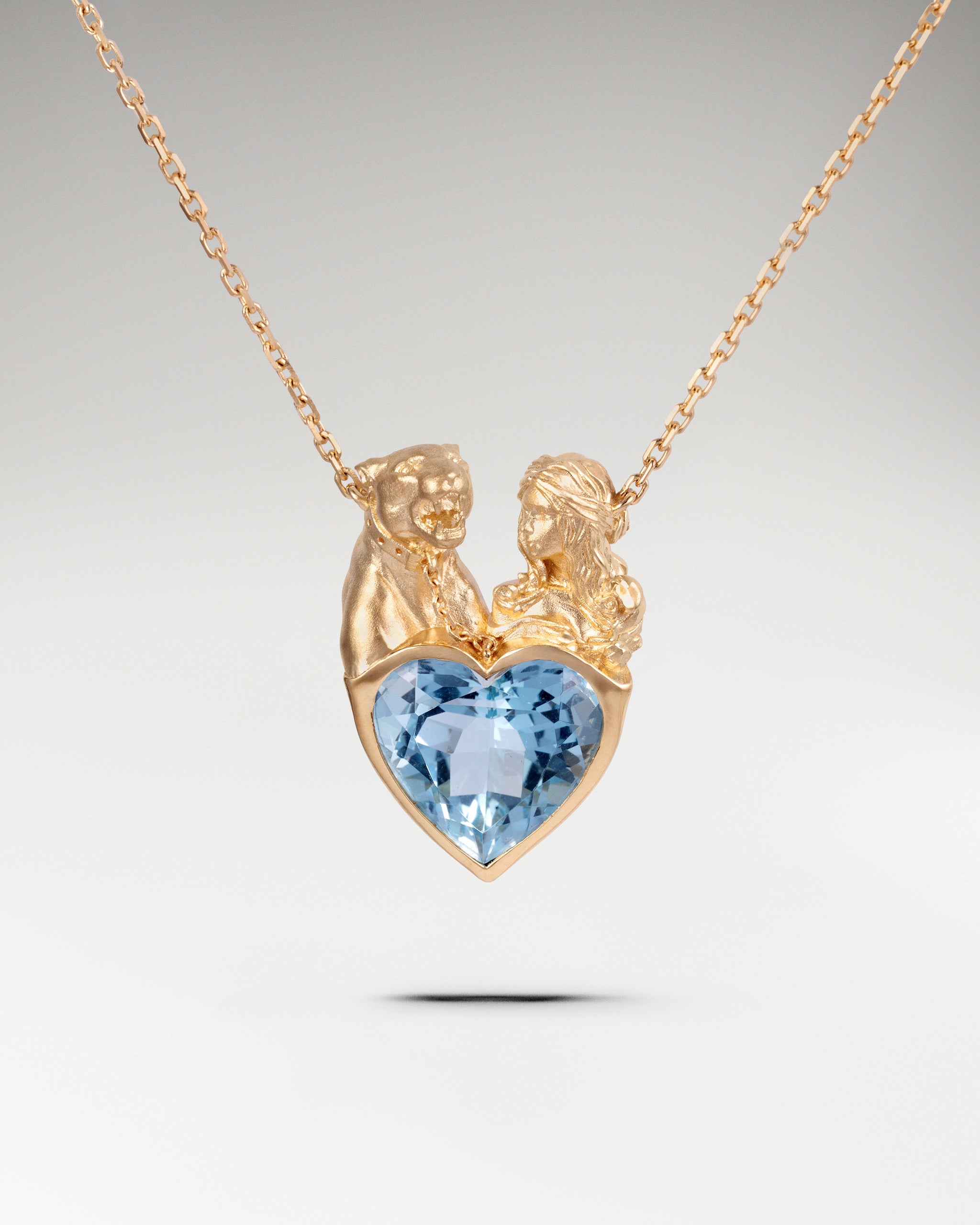 Heart of Duality Necklace In Gold With Sky Blue Topaz